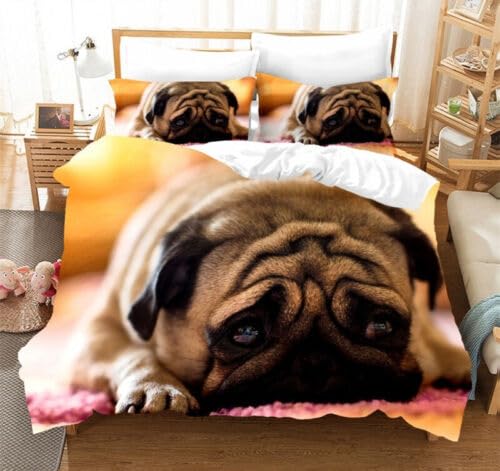 Parure de lit 220x240 bouledogue jaune en microfibre 110g/㎡ douce et résistante