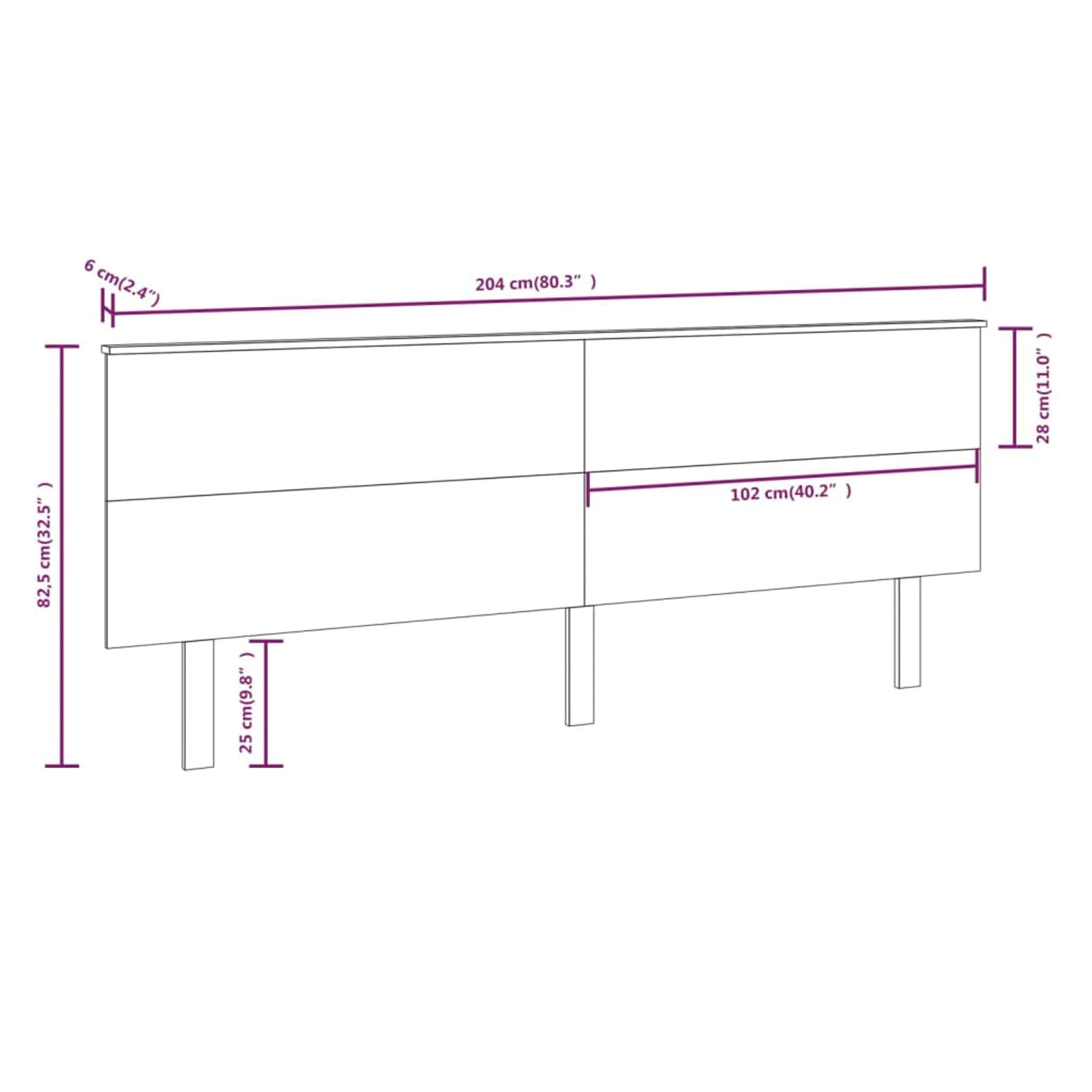 Cabecero de Cama, Cabezal De Cama, Cabecera para Cama, Cabezales Dormitorios Modernos, Madera Maciza de Pino Negro 204x6x82,5 cm
