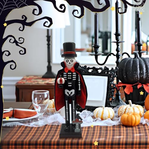 Casse-noisette d'Halloween statue en bois squelette 30,5 cm - 4