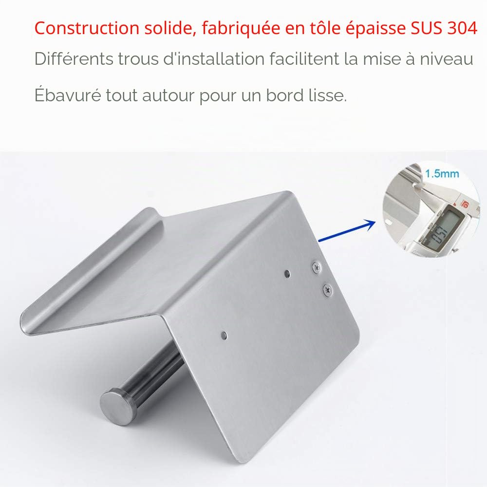 Porte-Rouleau de Papier Toilette, Porte-Papier hygiénique Moderne brossé en Acier Inoxydable SUS 304 avec étagère de téléphone, Accessoire de Cuisine de Salle de Bain F928-03D