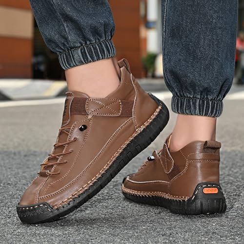 Image of Womens Casual Shoes Ankle Chukka Boots Slip On Breathable Loafers Handmade Fashion Sneakers Mid top Walking Driving Flats Shoes