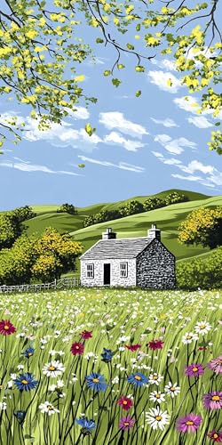 Kit Diamond Painting Cabane 40x80cm, Broderie Diamant Arbre Complet