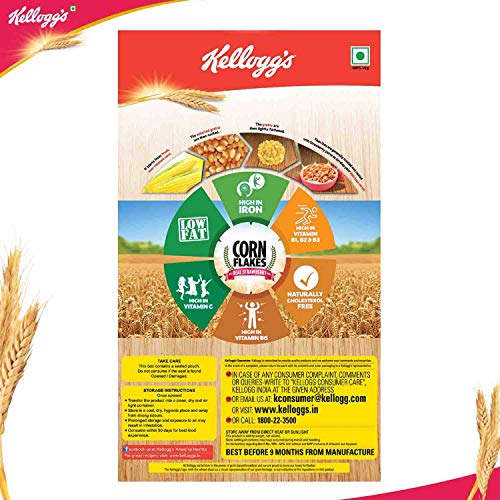 Image of Kellogg's Combo, Kellogg's Chocos, High in Protein, B Vitamins, Calcium And Iron, 1.2kg Pack and Kellogg's Corn Flakes Real Strawberry Puree, 575g
