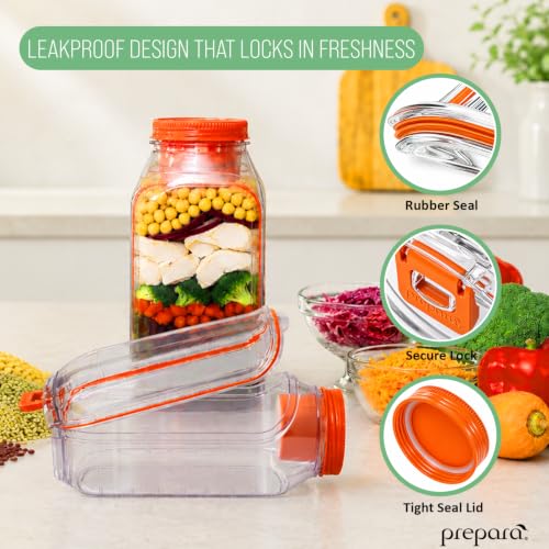 Image of Prepara Harvest Pod, Set of 2 - Dressing Capsule Included | BPA-Free Tritan, 6-Cup Capacity, Leakproof Lid & Mess-Free Dressing Capsules, Ideal for Meal Prep, Grain Bowls & Warm Dishes