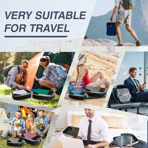 WUFANC Organisateur Valise Compressible Ensemble De 4 Pièces, Rangement Valise Organisateur Imperméables Et Faciles à Ranger, Maille Respirante Et Visible Packing Cubes Compression (Noir) – vue 7