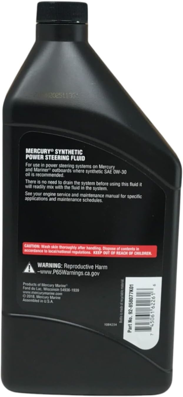 Two Pack compatible with Quicksilver Power Steering Fluid Quarts 858077K01-2PACK Contains Two Power Steering Fluid Quarts and a Funnel