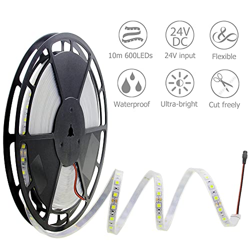 Tira de LED impermeable ALITOVE 10m blanca 6000K 24V DC 600 LEDs miniatura 3