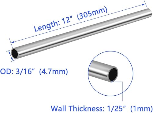 Miniatura 2 de Tynulox Tubo de acero inoxidable 304 de diámetro exterior de 316 pulgadas, pared de tubo grueso y tubo soldable, tubo de metal redondo, tubo recto