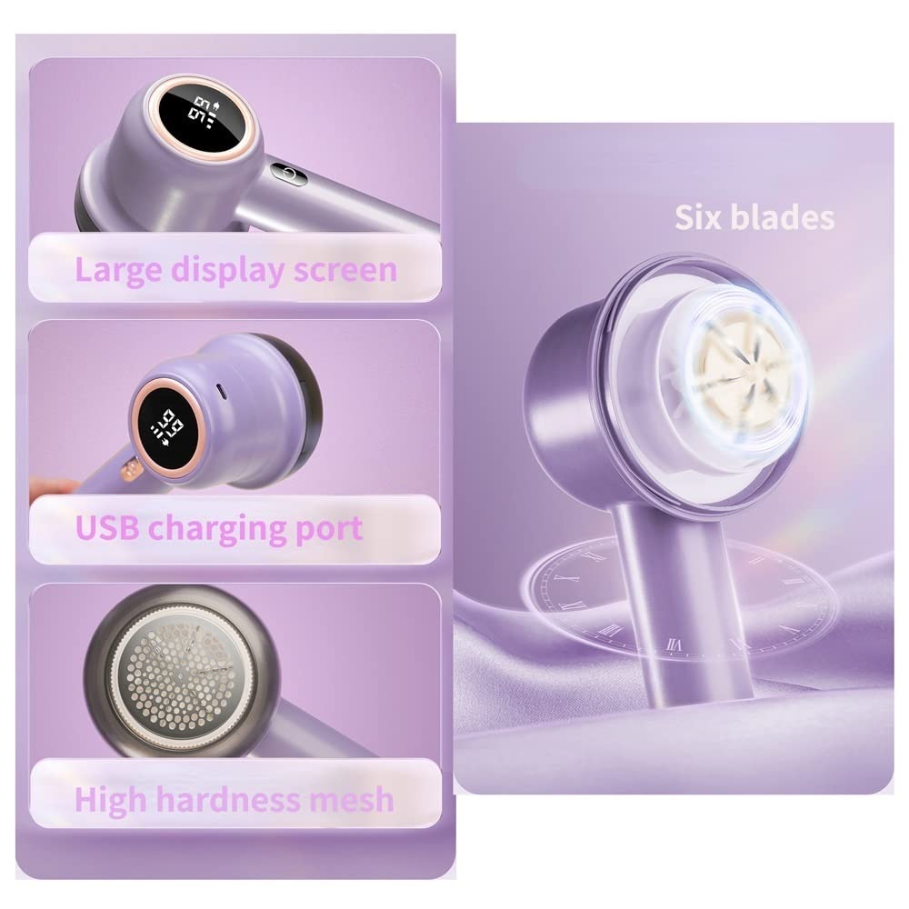 ALSAM Afeitadora de Telas, removedor de Pelusas Recargable, afeitadoras eléctricas de Telas, Pantalla LED, contenedor extraíble, 3 velocidades for Quitar Telas, Ropa de Cama, Muebles (Grey : White)