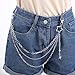 Mabor Star Pants Chain Layered Jeans Chain for Women Silver Metal Punk Wallet Chains Hip Hop Pocket Chains for Jeans Backpack Keys Pants Long