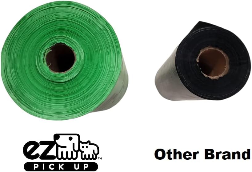 Image of EZ Pick Up 1000 Count Dog Waste Poop Bags, Unscented Single Roll, Heavy Duty, Improved Thickness (Green - 1000ct)