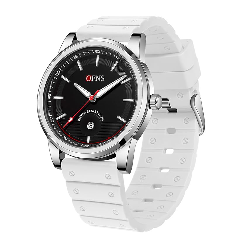 FANMIS Fashion Teenage Student Minimalist Analog Quartz Watch Ultra-Thin Sports Military Watch Waterproof Calendar for Unisex Outdoor Watch with Silicone Strap