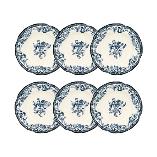 NOVASTYL - Lot 6 assiettes creuses en porcelaine bleu faustine 22cm - 2614231