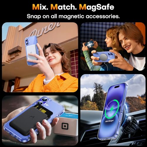 Image of TAURI for iPhone 16 Plus Case, Compatible with MagSafe, Clear | with Screen Protector, Not-Yellowing Military-Grade Protection, Shockproof Slim Magnetic Case for iPhone 16 Plus