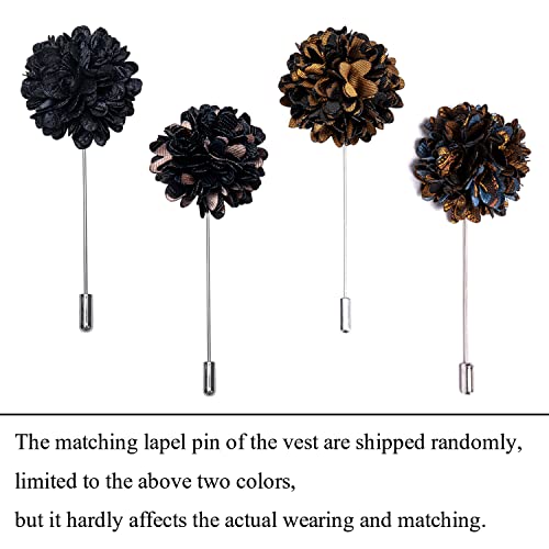 Hi-Tie Brown Gold Paisley Waistcoat Necktie Handkerchief Cufflinks Lapel Pin 5Pcs V-Neck Vest Suit Sets For Business Tuxedo Wedding #TOP6