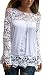 Amoin Women's White Lace Sleeve Chiffon Shirt White Large