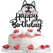 Confetti! Happy Birthday Husky Cake Topper and Animal/Pet dog Puppy Theme Party Supplies for a Furry Fun Time