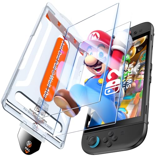 LK 2er Pack Displayschutzfolie für Nintendo Switch 2 (2025), 9H Härte Schutzglas mit Blasenfreier&Staubfrei Schnellinstallation, Kratzfester HD Klarer Folie für Nintendo Switch 2