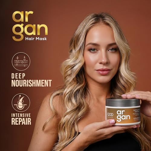 Image of QOD Argan Deep Nutrition Hair Mask 300 ml | For Dry, Damaged, Frizzy and Dull Hair | Promotes Shine and Softness | With Argan Oil| 300g - 10.5 fl oz