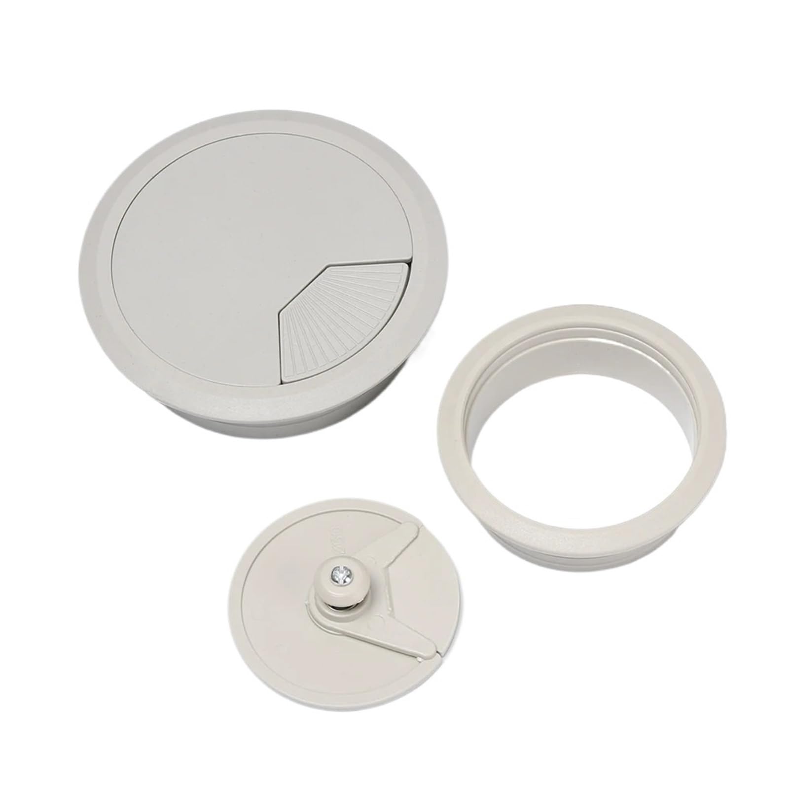 Kabeldurchführung für Schreibtische, 60/80 mm, Kunststoff, Kabellochabdeckung, PC, Computer, runder Draht, ordentliche Kabeldurchführung, Hardware (Weiß, 60 mm)