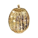 Romingo Mercury Glass Pumpkin Light with Timer for Halloween Pumpkin Decorations Fall Decor, Sliver,7.5 inches