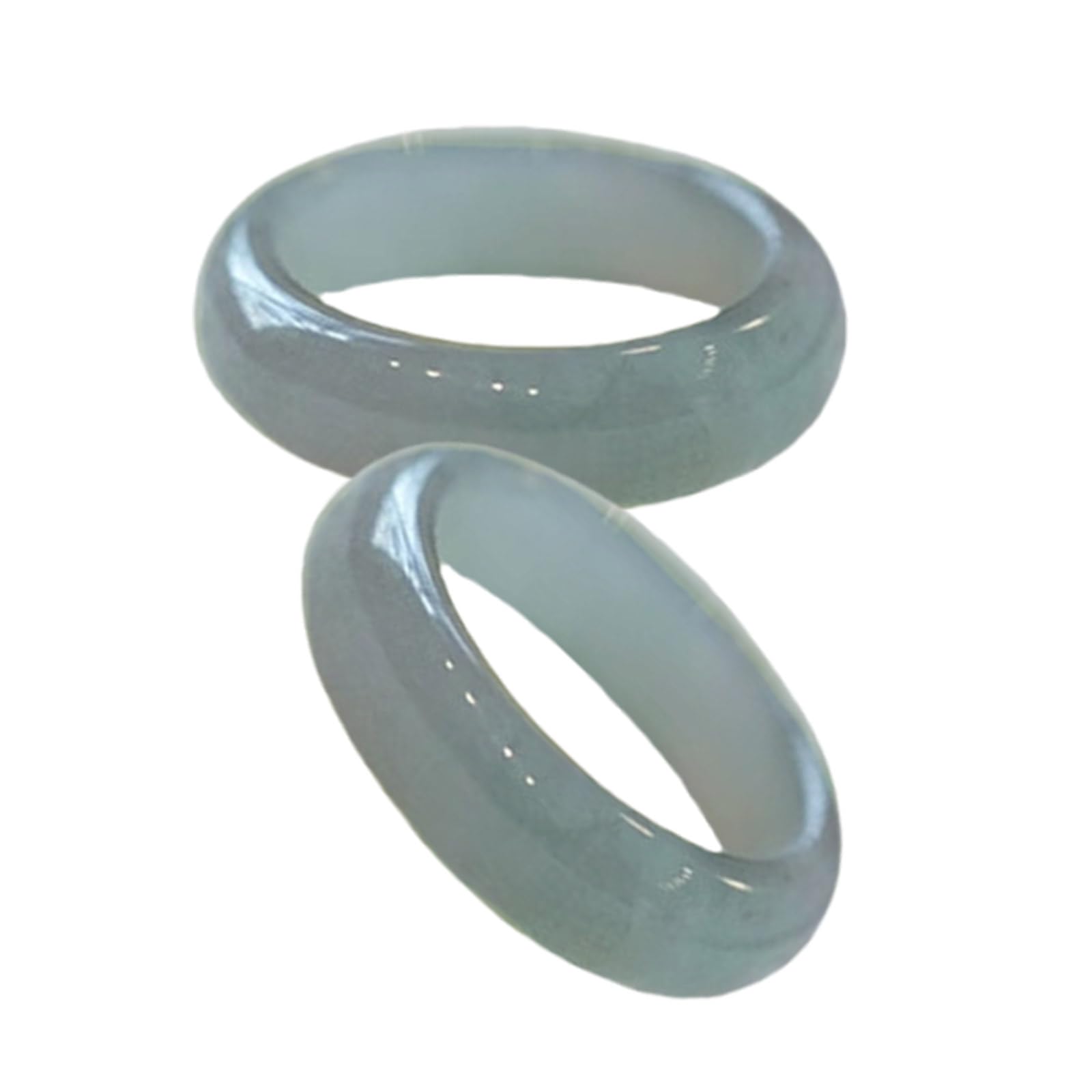 Ljmyy Women's White Natural Green Glasss Rings Retro Chinese Styles Handmade Rings Accessory For Jewelry Box Included Imitation Jade Ring