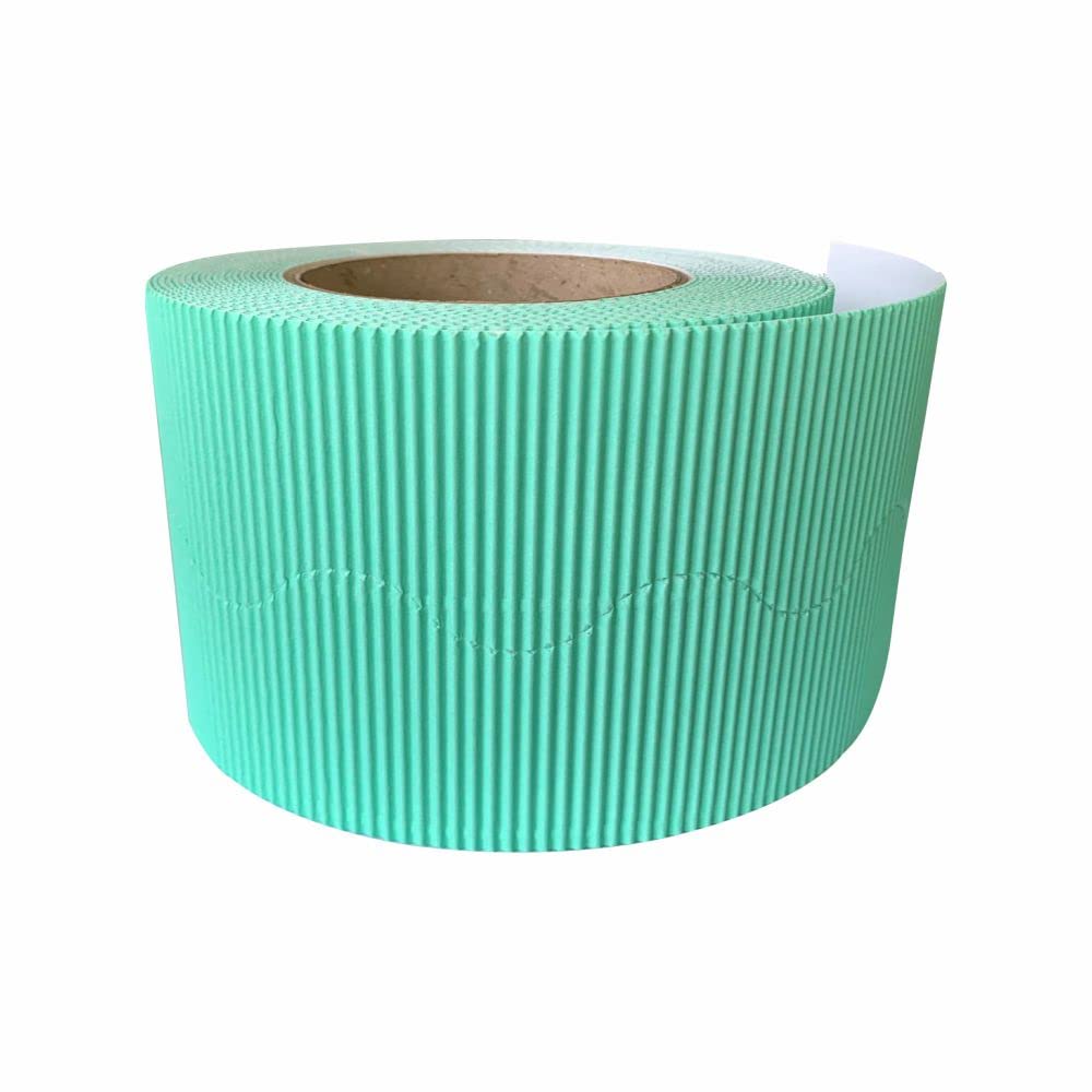 3 Ace Crafts Size 57mm x 15m (Peppermint) Corrugated Display Borders Roll for School Classroom Decorations, Bulletin Boards and Crown Making Crafts, Scalloped Edge Border Rolls Fade Resistant