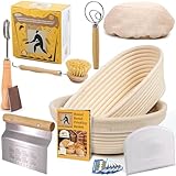 Sourdough Bread Baking Supplies Starter Kit, Banneton Bread Proofing Basket 9' Round & 10' Oval, Bread Making Tools, Perfect Bread Basket Gift Set, by CRISS ELITE