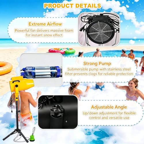 Máquina de espuma de 1200W con trípode para fiestas en piscina 6
