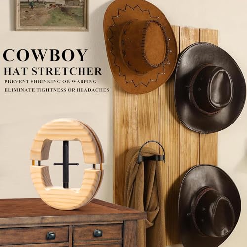 Image of Hat Stretcher, Cowboy Hat Stretcher for Fitted Hats, Hats Jack with Wrench, Extender Widener for Men Cowboy Baseball Caps