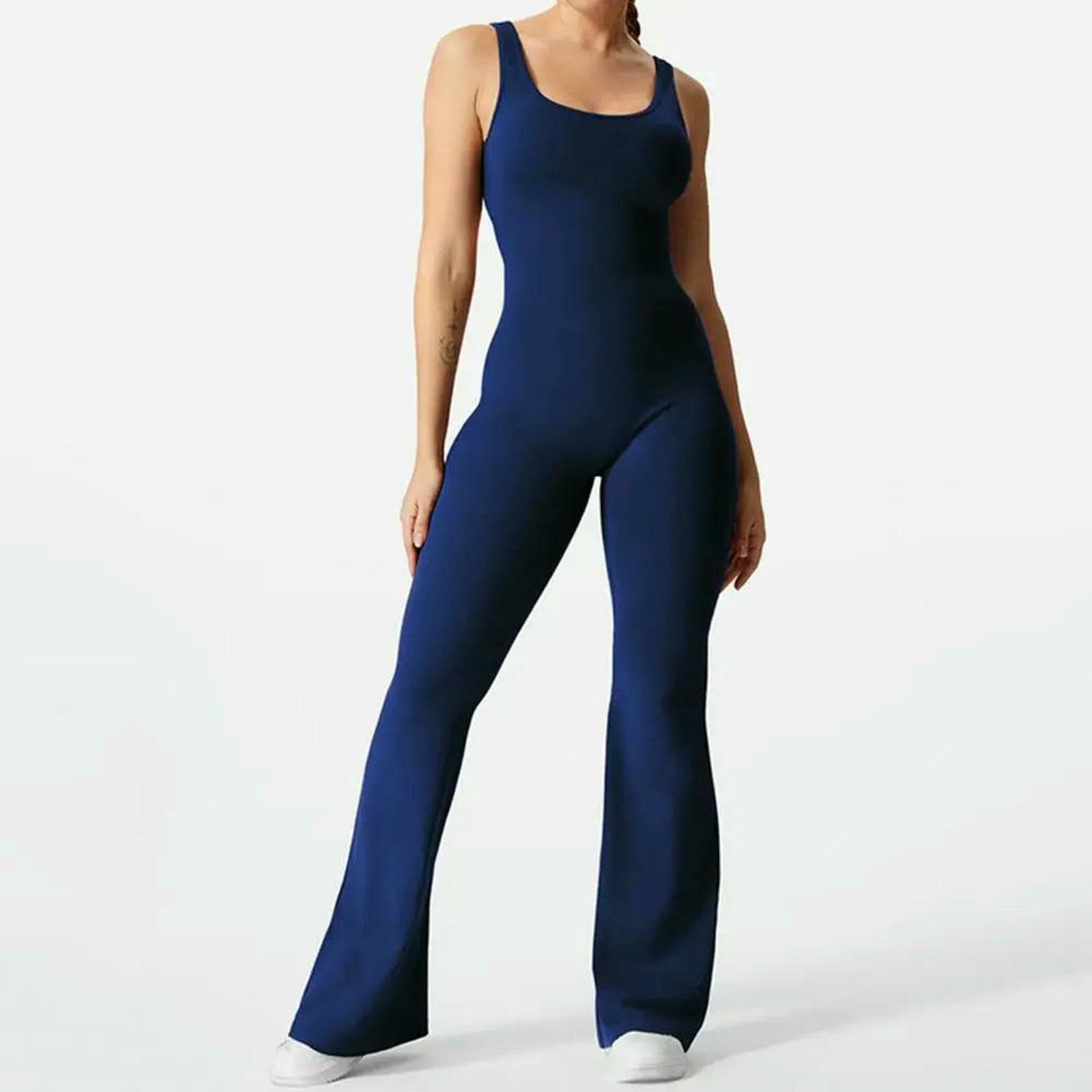 Shapewear zestaw do jogi dla kobiet, jednoczęściowy, bezszwowy kombinezon, trening, odzież sportowa, zestaw na siłownię, odzież treningowa, niebieski-XL