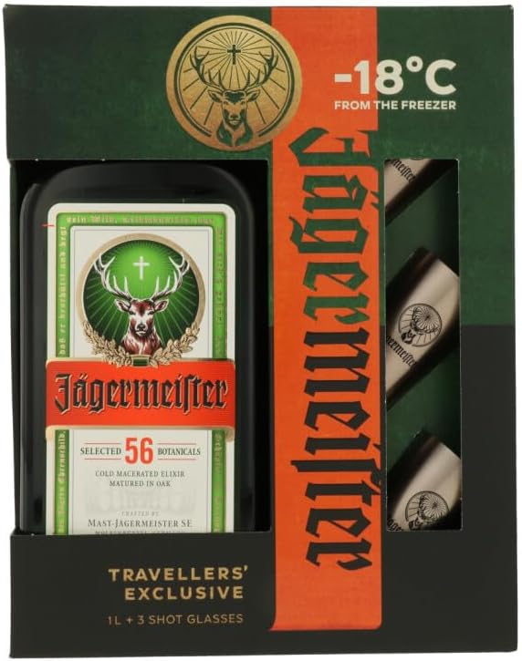 J germeister TRAVELERS' EXCLUSIVE 35% vol. 1l in a gift box with 3 Metal Shot Cups