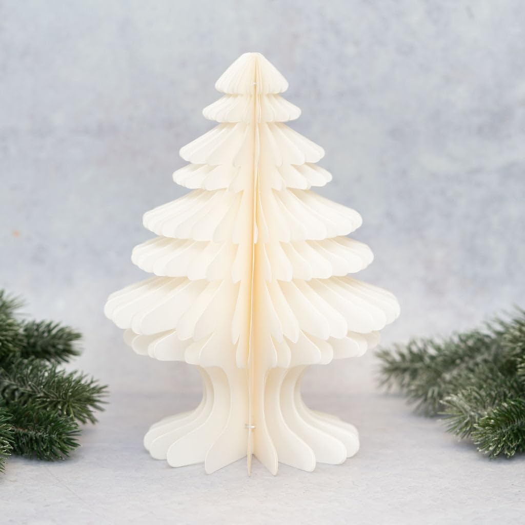Arthur Cameron White Fir Paper Christmas Tree – Rustic Handmade Christmas Table, Christmas Mantlepiece Decorations And Winter Wonderland Decorations