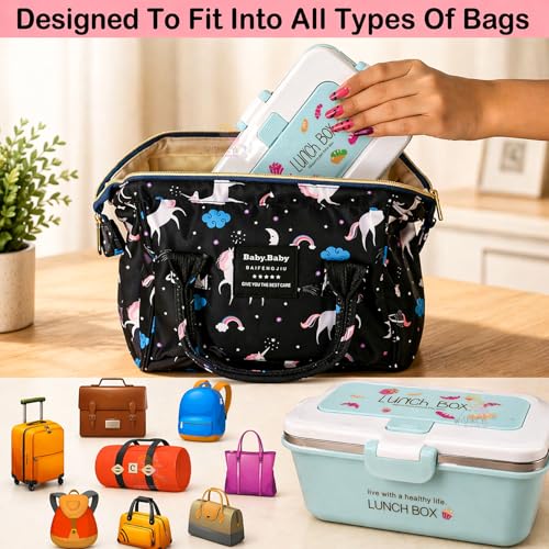 Image of WISHKEY BPA Free Stainless Steel Medium Sized Lunch Box with a Spoon & a Fork, Soft Color Tiffin Box & Cutlery Accessories for Kids & Adults, 500 ml (Set of 1, Blue)