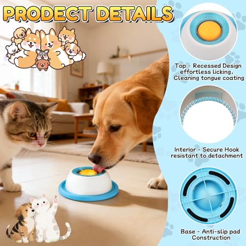 Vibbang Hundelickspielzeug, Cat Dog Lick Bowl, Schleckball für Hunde mit Antirutschmatte Smoothie Dog Schleckball, Hundespielzeug Intelligenz, Futterspielzeug Hund Katzen Slow Feeder Hund