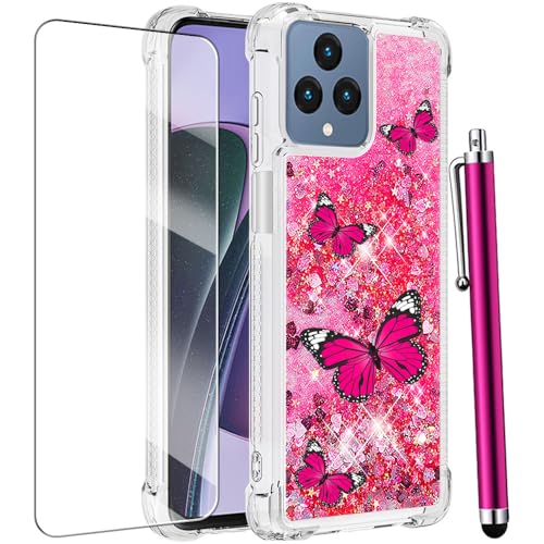 Coque antichoc REVVL 6 5G papillon rose et verre trempé inclus