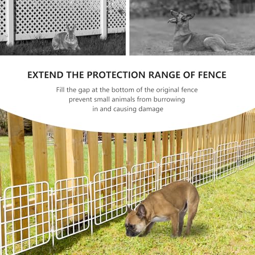 Image of 13ft x 17in Garden Fence Animal Barrier, 12 Panels No Dig Fence Border, Rustproof Metal Decorative Garden Fencing with Ground Stake, Flower Bed Edging Border for Dog, Rabbit, Outdoor Patio, White