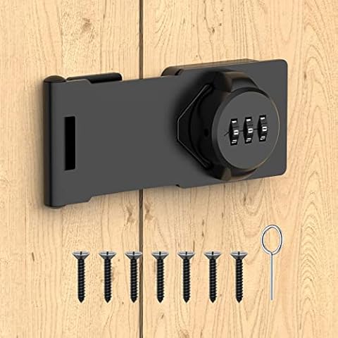 Mechanical Password Rotary Hasp Locks, Cabinet Locks with Combination, Door Security Gate Locks for Small Doors, Cabinets, Barn Door, Bathroom, Outdoor, Closet, Fence (Black) Cover