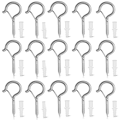 Bbborvox 15pcs Mini Ceiling Hooks - Cup & Q-Shaped Anti Falling Screw Hooks for Outdoor String Light, Plant & Party Decoration Hanging