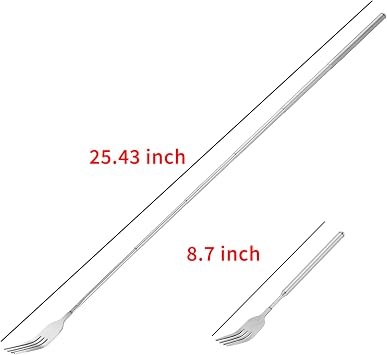 Stainless Steel Dinner Fork, Telescopic Extendable Dinner Fruit Dessert Long Handle Fork Stainless Steel Cutlery,anti rust,sturdy and durable