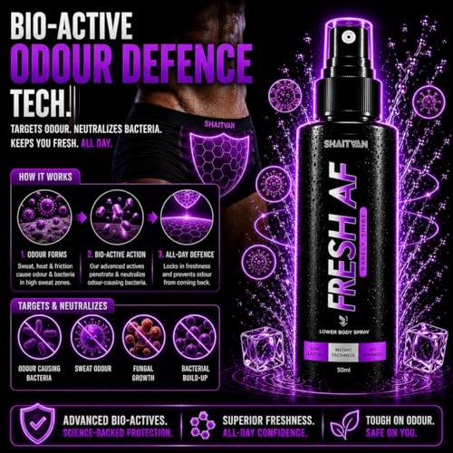 Image of Fresh AF Intimate Spray for Men (750 Sprays) | pH Balanced, Anti-Bacterial, Anti-Odour with Aloe Vera | Hygiene Spray for Lower body Odour Control | Pre /post gym, travel, shower | Barely there - Mild subtle scent