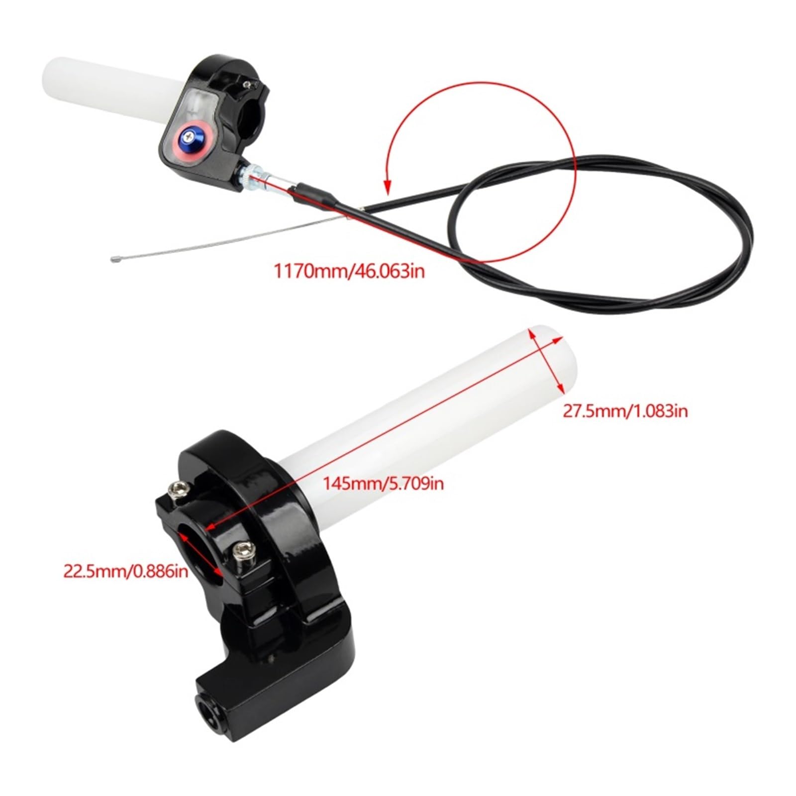 Cavi acceleratore per moto Manopole acceleratore a gas per moto Quick Twist da 7/8 "22mm con cavo 1200mm adatto per Motocross ATV Cavo Acceleratore(Turn)