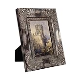 BeneFrame 5x7 Black Silver Vintage Picture Frame,Display Posters and Artworks on Wall or Table Top,W