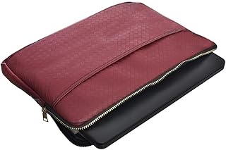 Accelerate Checkered Maroon Leather Protective 15-15.6 inch Premium Laptop Sleeve Case with Zipper and Front Pocket for Accessories | Slim Design Laptop Bag compatible with MacBooks and Laptops