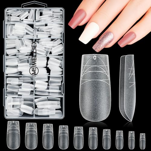 MELLIEX 360 Pieces Nail Tips with Scale Lines, Full Cover Soft Gel False Nail Tips Fake Fingernails for Salon & DIY MELLIEX 360 Pieces Nail Tips with Scale Lines, Full Cover Soft Gel False Nail Tips Fake Fingernails for Salon & DIY