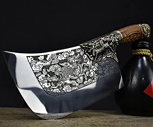 MAYiT-Meat-Cleaver-Knife-85inch-Hand-forged-chopping-dual-purpose-knife-Longquan-knife-household-chopper-brass-Kirin-decorative-chef-knife-super-sharp-knife-collection-knife