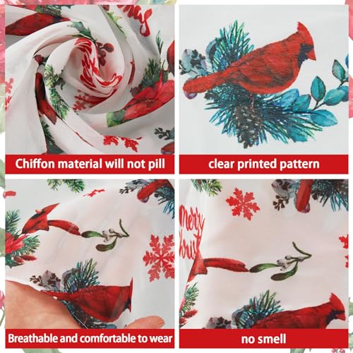 Shinymoon Christmas Cardinal Scarf for Women Lightweight Soft Winter Birds Loop Scarf Floral Snowflake Circle for Women Xmas Gifts Decoration3