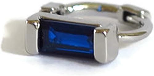 Miniatura 4 de Piercing de plata de ley con zafiro azul, de 0.236 pulgadas, con capa de cartílago, baguette, circonita cúbica, hipoalégico, sin níquel, sin plomo