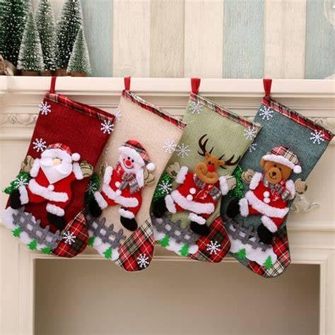 Bits & Bobs | Christmas Stocking Classic Large Stockings Santa, Snowman, Reindeer Xmas Character for Family Holiday Christmas Party Decorations (4 pc Set Design) Bits & Bobs | Christmas Stocking Classic Large Stockings Santa, Snowman, Reindeer Xmas Character for Family Holiday Christmas Party Decorations (4 pc Set Design)
