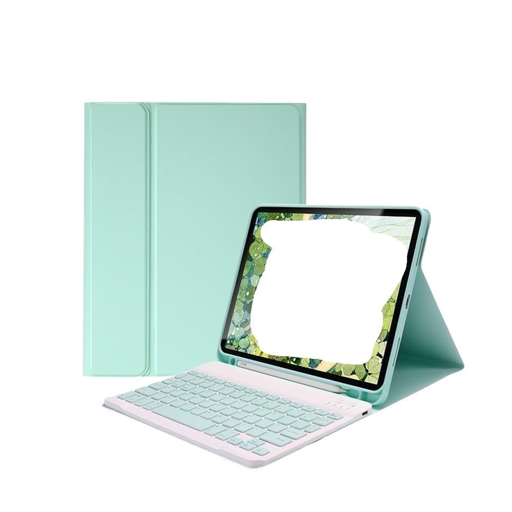 YSJX Funda de Piel sintética con Teclado y Ranura for bolígrafo, Compatible con Samsung Galaxy Tab A11+ (2025) y A9plus de 11 Pulgadas (2023)(Green+Keyboard)